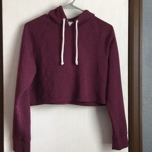 Maroon Cropped Drawstring Hoodie